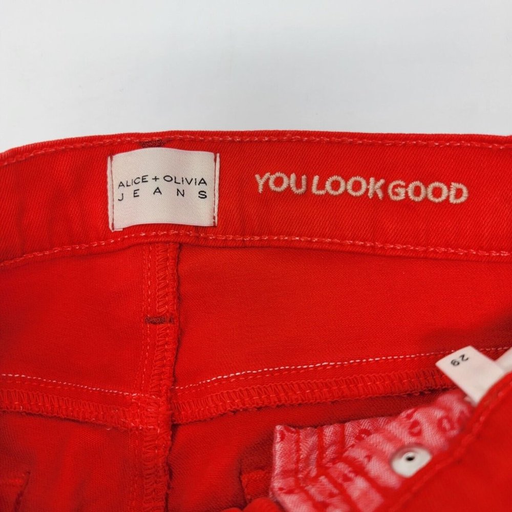 Alice +‎ Olivia Size 29 Bright Red Women's Skinny Denim Jeans - Picture 5 of 6